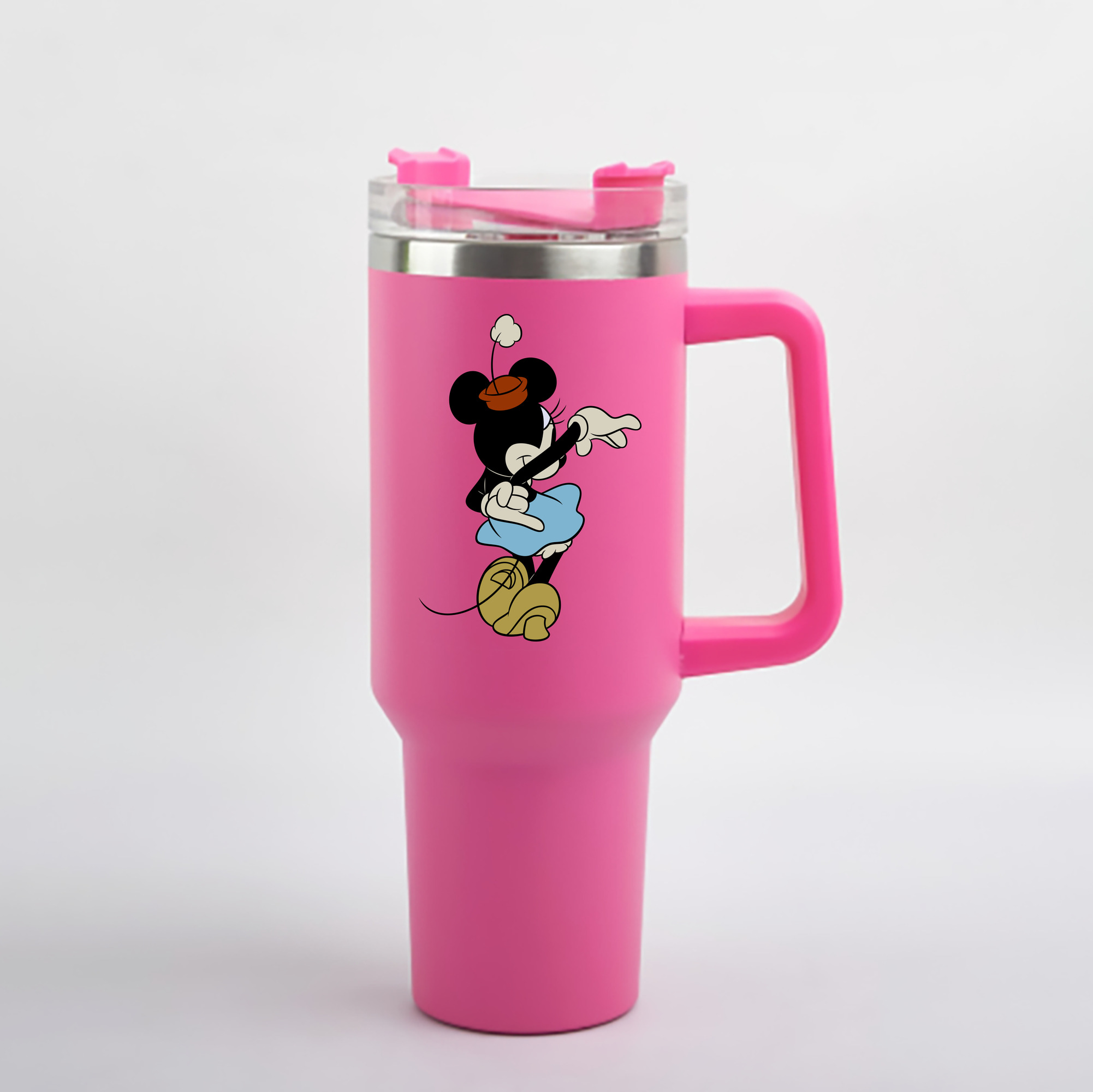 （画像用） ミッキーマウス Mickey Mouse 1200mL車用タンブラー - クリスタルステッカー（プラスチックストロー付き）
